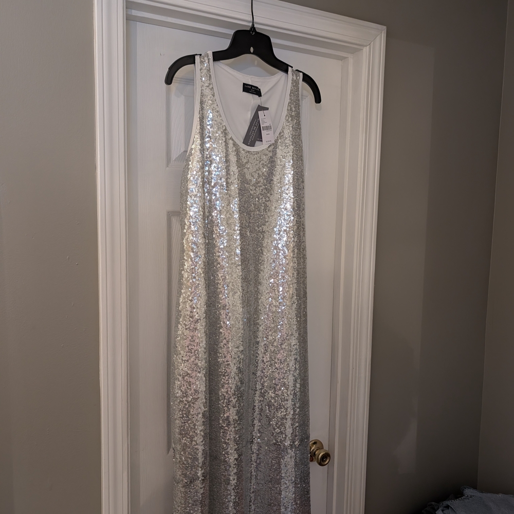 Silver Sequin Sleeveless Dress